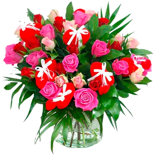 schade Ondenkbaar Opschudding Valentijn bloemen roze en rode rozen met hartjes bestellen
